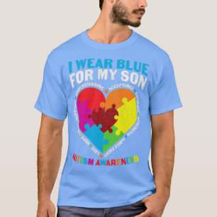 T-shirt Je porte le bleu pour mon fils Sensibilisation sur