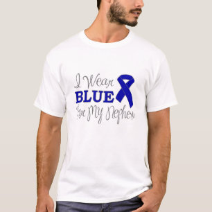 T-shirt Je porte le bleu pour mon neveu (le ruban bleu de
