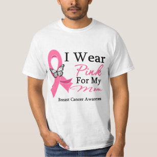 T-shirt Je porte le cancer du sein rose de maman de ruban