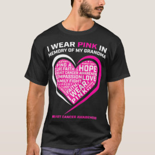 T-shirt Je Porte Le Rose En Mémoire De Mon Grand-Mère Canc