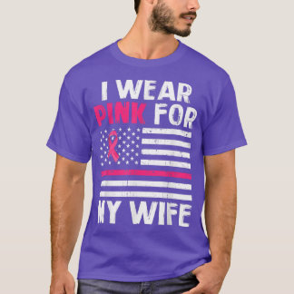 T-shirt Je Porte Le Rose Pour Ma Femme Le Ribbon Rose Canc