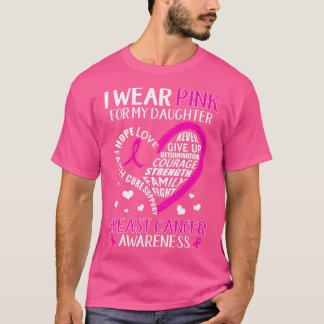T-shirt Je Porte Le Rose Pour Ma Fille Ribbon Cancer Du Se