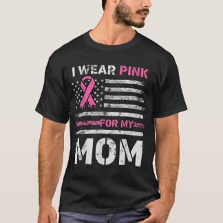 T-shirt Je Porte Le Rose Pour Ma Mère Amérique Drapeau Can