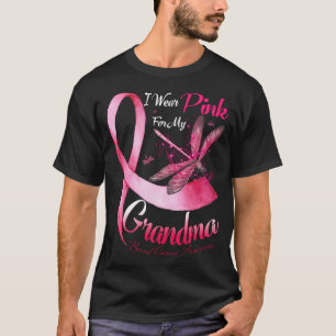 T-shirt Je Porte Le Rose Pour Ma Papine Dragonfly Rose Rib