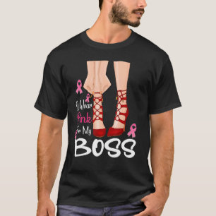 T-shirt Je Porte Le Rose Pour Mon Boss Ribbon Melanin Blac