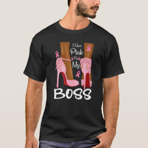 T-shirt Je Porte Le Rose Pour Mon Boss Ribbon Melanin Blac