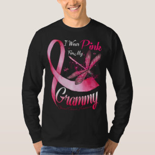 T-shirt Je Porte Le Rose Pour Mon Grammy Dragonfly Rose Ri