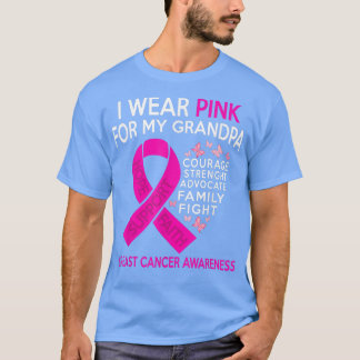 T-shirt Je Porte Le Rose Pour Mon Grand-Père Sensibilisati