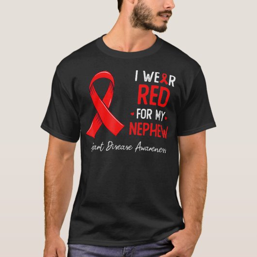 T-shirt Je porte le rouge pour ma conscience des maladies (Devant)