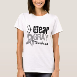 T-shirt Je porte le ruban gris de conscience pour mon mari