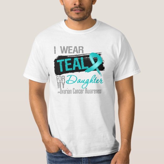 T-shirt Je porte le ruban turquoise pour mon Cancer (Devant)