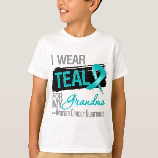 T-shirt Je porte le ruban turquoise pour mon Cancer (Devant)