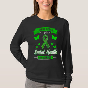 T-shirt Je porte le ruban vert Butterfly Mental Health Awa