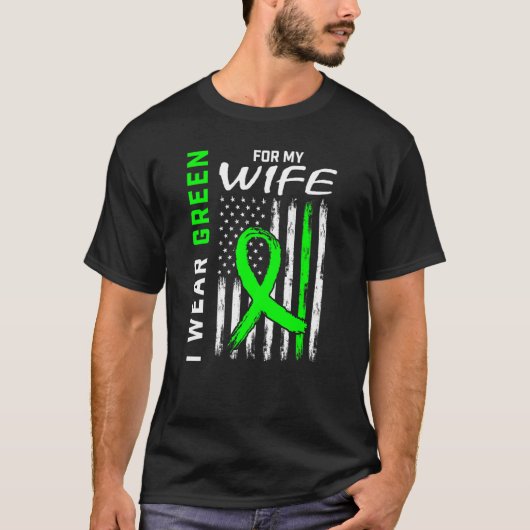 T-shirt Je Porte Le Vert Pour Ma Femme Sensibilisation Aux (Devant)