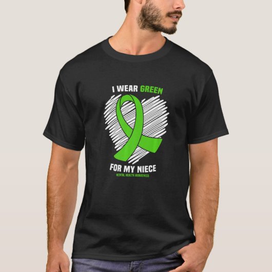 T-shirt Je Porte Le Vert Pour Ma Sensibilisation À La Sant (Devant)