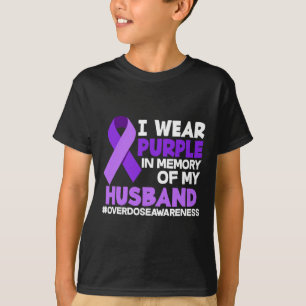 T-shirt Je Porte Le Violet En Mémoire De Mon Mari Surdose 