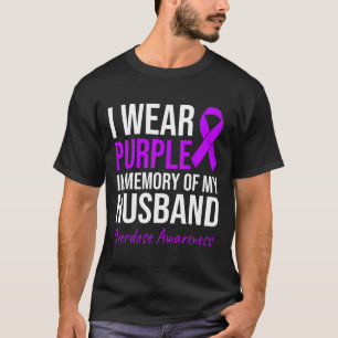 T-shirt Je Porte Le Violet En Mémoire De Mon Mari Surdose
