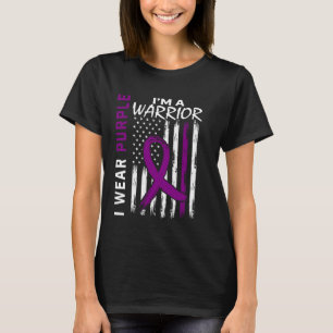 T-shirt Je porte le violet Je suis un guerrier Alzheimer S