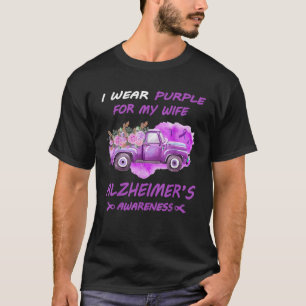 T-shirt Je porte le violet pour ma femme Alzheimer Sensibi