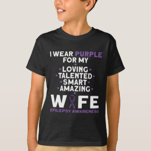 T-shirt Je Porte Le Violet Pour Ma Femme Sensibiliser À L'