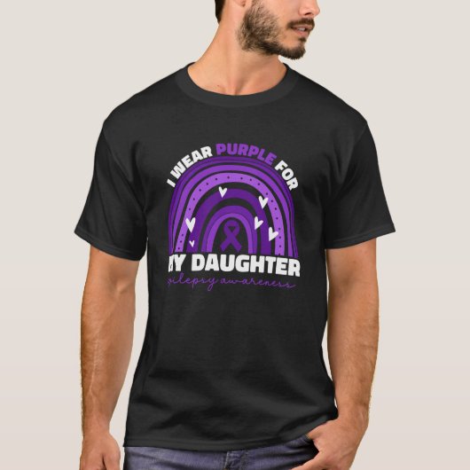 T-shirt Je Porte Le Violet Pour Ma Fille Sensibilisation À (Devant)