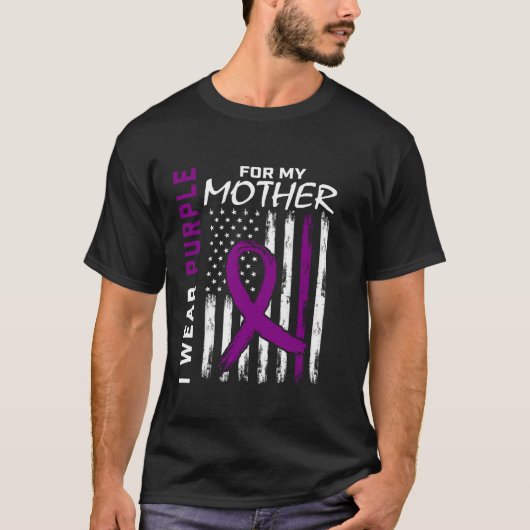 T-shirt Je Porte Le Violet Pour Ma Mère Mère Sensibilisati (Devant)