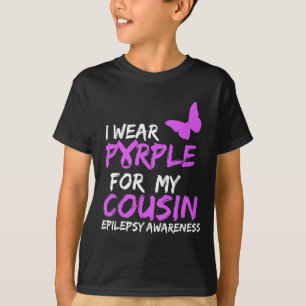 T-shirt Je porte le violet pour mon épilepsie de papillon 
