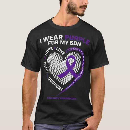 T-shirt Je Porte Le Violet Pour Mon Fils Epilepsie Sensibi (Devant)