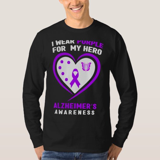 T-shirt Je porte le violet pour mon héros Alzheimeru2019s  (Devant)