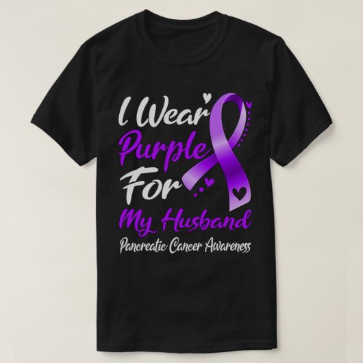 T-shirt Je Porte Le Violet Pour Mon Mari Cancer Pancréatiq (Design devant)