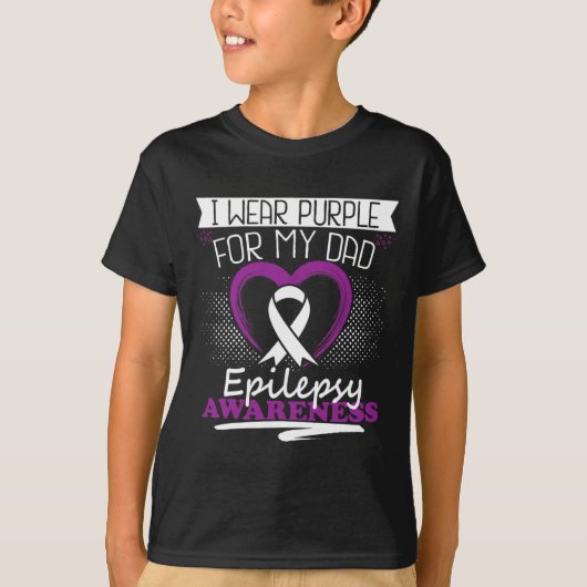 T-shirt Je porte le violet pour mon père Epilepsy Seizures (Devant)