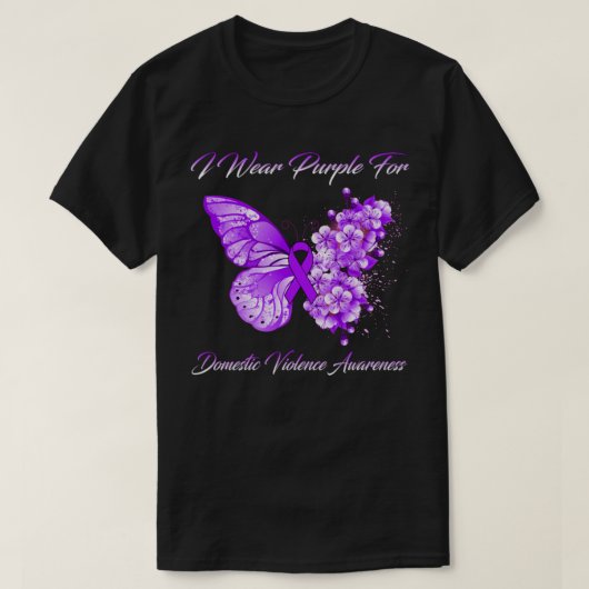 T-shirt Je Porte Le Violet Pour Sensibiliser À La Violence (Design devant)