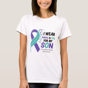 T-shirt Je Porte Le Violet Turquoise Pour Mon Fils Prévent