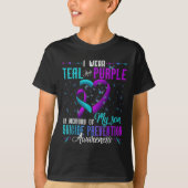 T-shirt Je Porte Le Violet Turquoise Pour Mon Fils Prévent (Devant)