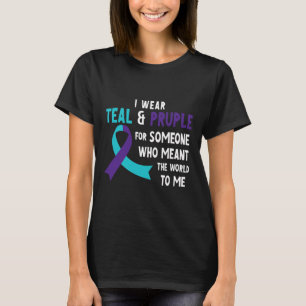 T-shirt Je Porte Le Violet Turquoise Pour Quelqu'Un Préven