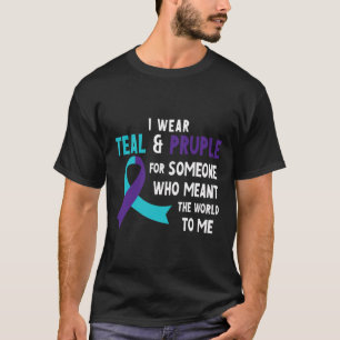 T-shirt Je Porte Le Violet Turquoise Pour Quelqu'Un Préven