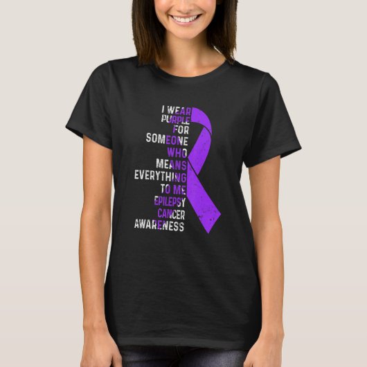 T-shirt Je Porte L'Épilepsie Du Ruban Violet De L'Épilepsi (Devant)