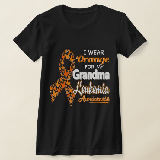 T-shirt Je porte l'orange pour ma Grande-mère Leucémie (Poser)