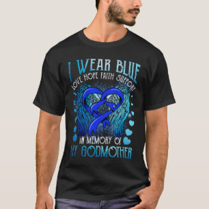 T-shirt Je Porte Mémoire Bleue Mère Colon Cancer Aware