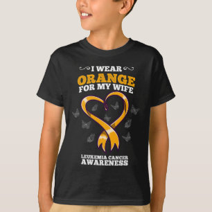 T-shirt Je Porte Orange Femme Leucémie Cancer Sensibilisat