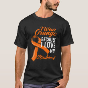 T-shirt Je Porte Orange J'Aime Mon Mari Cancer Du Rein Awa