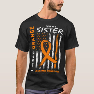 T-shirt Je porte orange pour le drapeau de leucémie de ma