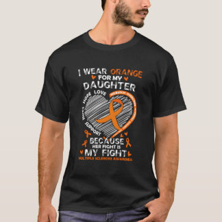 T-shirt Je Porte Orange Pour Ma Fille Sclérose En Plaques 