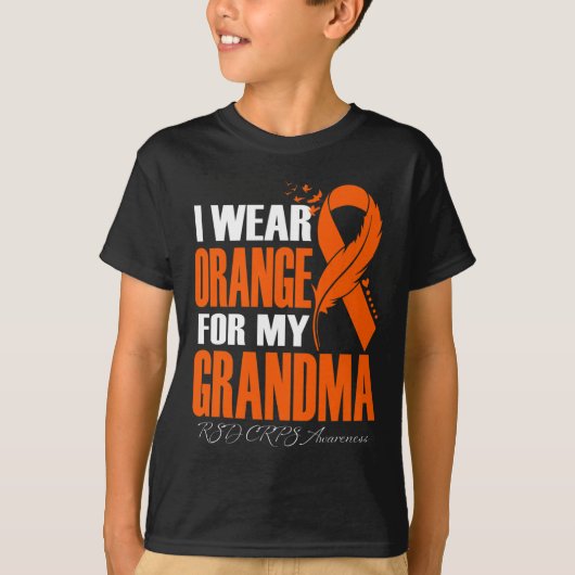 T-shirt Je Porte Orange Pour Ma Grand-Mère RSD CRPS Sensib (Devant)