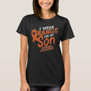 T-shirt Je Porte Orange Pour Mon Fils Orange Ribbon Leukem