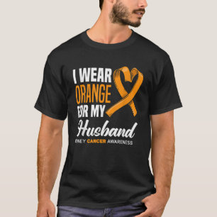 T-shirt Je Porte Orange Pour Mon Mari Soutien Cancer Du Re