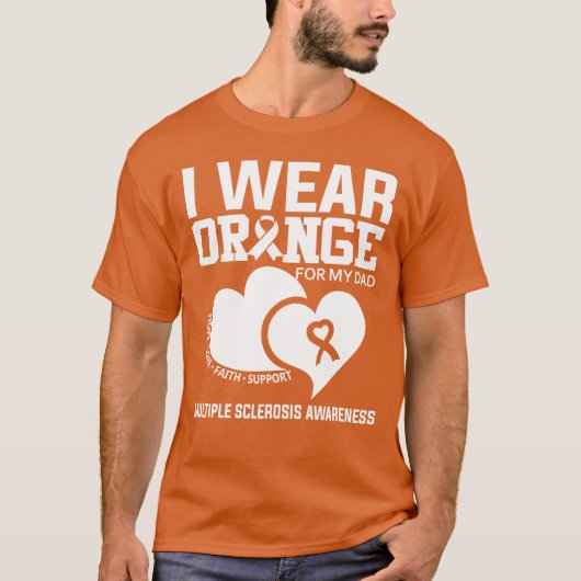 T-shirt Je Porte Orange Pour Mon Père Sclérose Multiples (Devant)