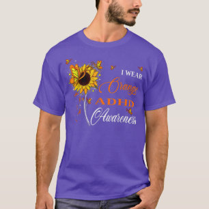 T-shirt Je porte Orange TDAH Sensibilisation Tournesol