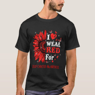 T-shirt Je porte Red Twinkle Coeur Tournesol Sang Cancer A