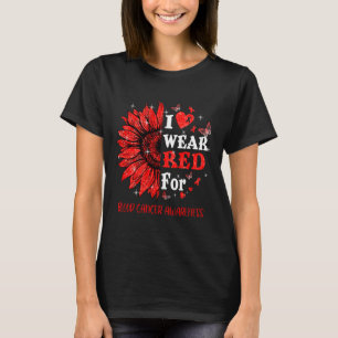 T-shirt Je porte Red Twinkle Coeur Tournesol Sang Cancer A